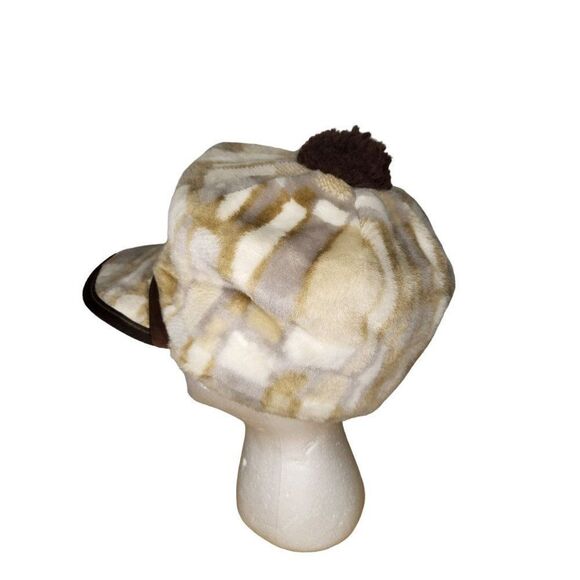 Newsboy Brown Fuzzy Made In USA Heavy Duty Sz 7 1/4‎ Fitted Hat Women - Picture 5 of 6